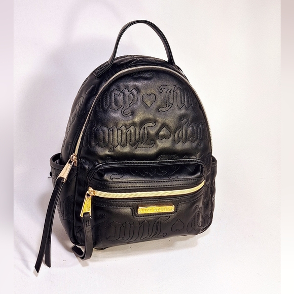 Juicy Couture Black Embossed Mini Backpack with Gold Accents - Picture 3 of 3